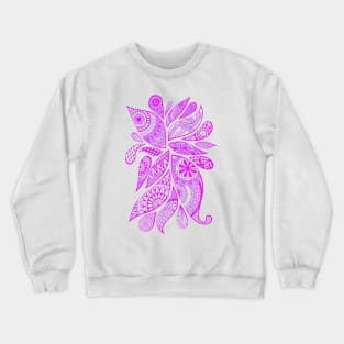 Abstract Zentangle Swirls Design (pink on white) Crewneck Sweatshirt